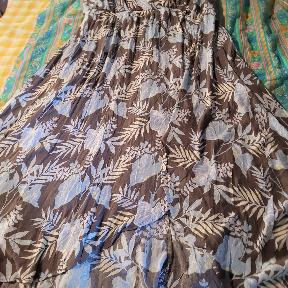 Torrid Brown and Blue Floral Jumpsuit - Picture 3 of 16